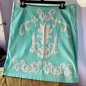 Lilypod Sz 10 Teal & White Appliqué Skirt
